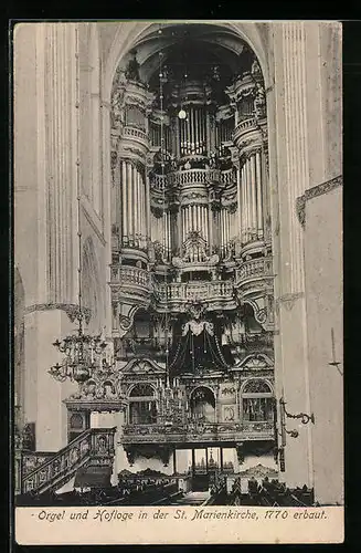 AK Rostock, Orgel und Hofloge in der St. Marienkirche, 1770 erbaut