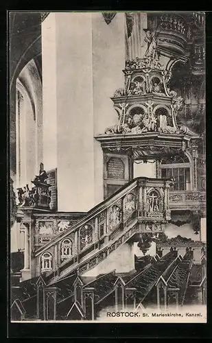 AK Rostock, St. Marienkirche, Kanzel