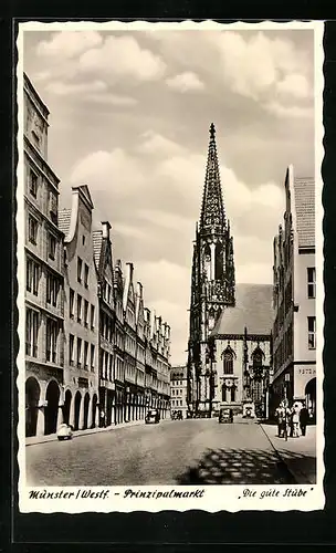AK Münster /Westf., Prinzipalmarkt mit Kirche