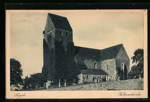 AK Lügde, Kilianskirche mit Kirchmauer