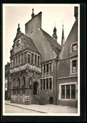 Foto-AK Deutscher Kunstverlag, Nr. 8: Lemgo, Rathaus mit Vorhalle von 1589