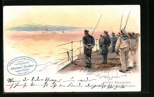 Künstler-AK Willy Stoewer: Unsere Blaujacken, Meeresstille und Fata Morgana