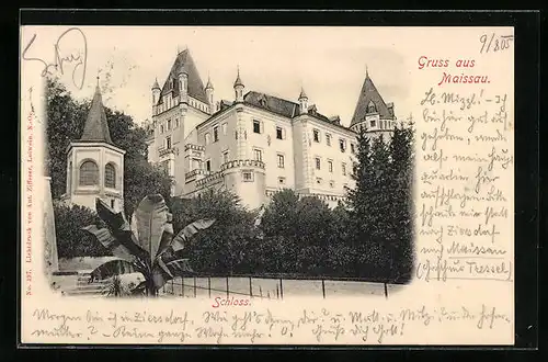 AK Maissau, Schloss vom Garten aus