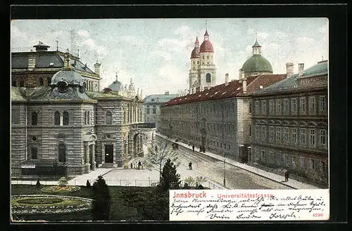 AK Innsbruck, Universitätsstrasse aus der Vogelschau