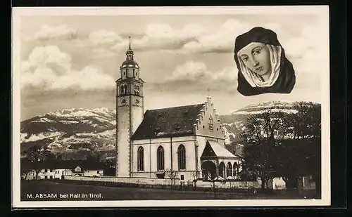 AK M. Absam bei Hall, Kirche mit Friedhof, Gnadenmutter