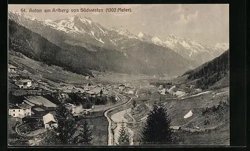 AK St. Anton am Arlberg, Ortsansicht von Südwesten