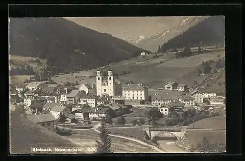 AK Steinach, Ortsansicht mit der Brennerbahn