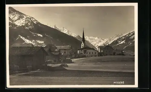 AK Mieders, Teilansicht mit Kirche