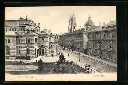 AK Innsbruck, Universitätsstrasse mit Litfasssäule