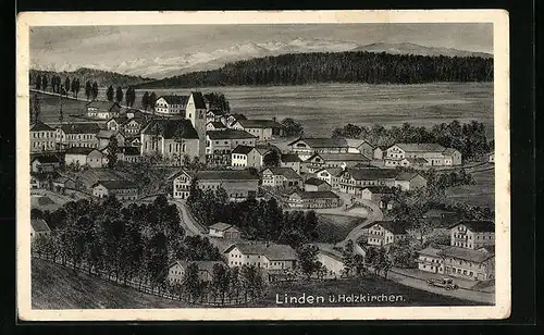 AK Linden / Dietramszell, Blick auf den Ort mit Kirche