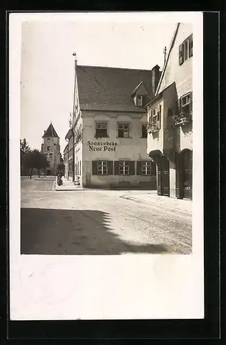 Foto-AK Schongau, Strassenpartie am Gasthaus Sonnenbräu Neue Post