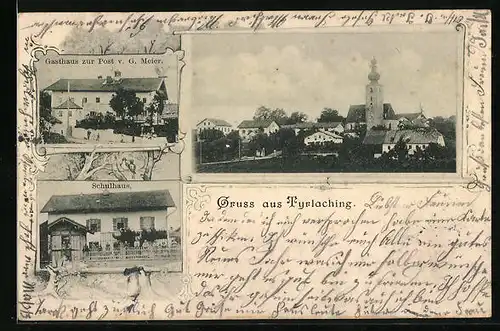 AK Tyrlaching, Gasthaus zur Post, Schule