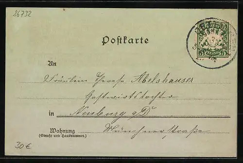 Mondschein-Lithographie Öttingen, Kgl. Rentamt, Marktplatz, Wörnitz-Brücke