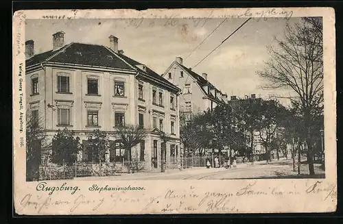 AK Augsburg, Blick in die Stephanienstrasse mit Brauerei Anton Hembold