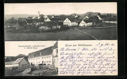 AK Wollishausen, Gastwirtschaft z. Reichs-Adler v. Jakob Rapp, Totalansicht