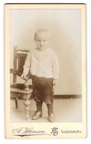 Fotografie A. Hansen, Glücksburg, Kleines Junge im Matrosenhemd