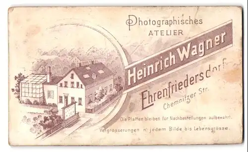Fotografie Heinrich Wagner, Ehrenfriedersdorf, Chemnitzerstr., Ansicht Ehrenfriedersdorf, Ateliersgebäude des Fotografen