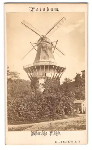 Fotografie E. Linde, Potsdam, Ansicht Potsdam, Blick auf die historische Mühle, Windmühle