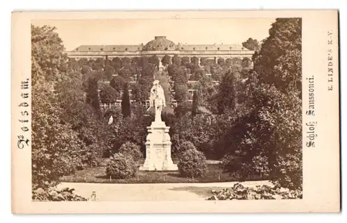 Fotografie E. Linde, Potsdam, Ansicht Potsdam, Reiterdenkmal Friedrich des Grossen im Park des Schloss Sanssouci