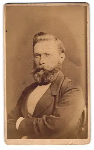 Fotografie C. L. Jacobsen, Stavanger, Herr im Anzug mit gepflegtem Vollbart