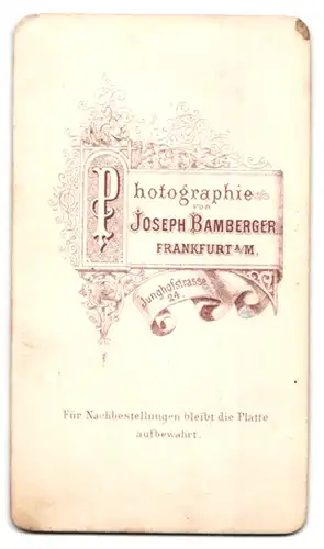 Fotografie J. Bamberger, Frankfurt a. M., Junghofstr. 24, Herr im Anzug mit Fliege und Moustache