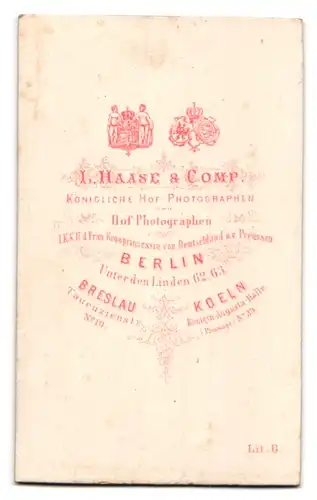 Fotografie L. Haase & Co., Berlin, Unter den Linden 62 /63, Herr im Anzug mit Fliege und Walrossbart