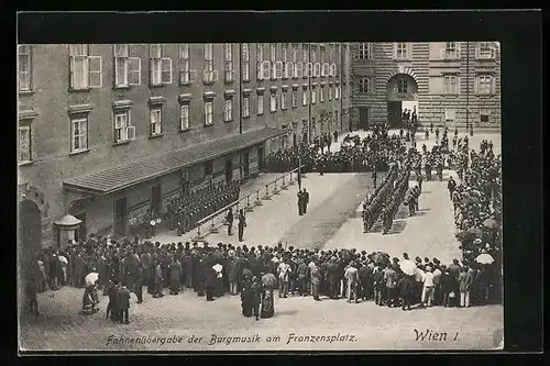 AK Wien, Fahnenübergabe der Burgmusik am Franzensplatz