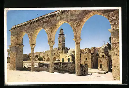 AK Jerusalem, Blick auf den Westrand des Tempelplatzes