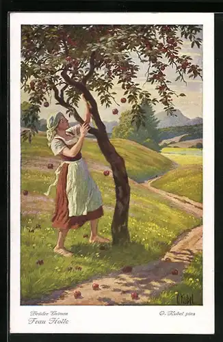 Künstler-AK Otto Kubel: Es stand ein Apfelbaum..., Frau Holle