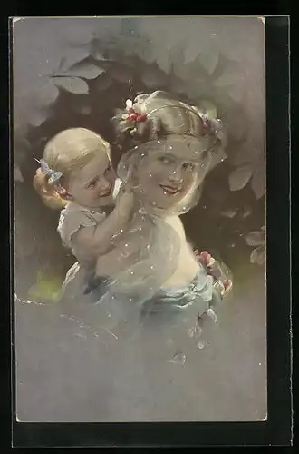 Künstler-AK Ludwig Knoefel: Glückliche Mutter mit Tochter