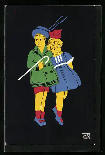 Künstler-AK Hilde Kallenbach: Kinder beim Spaziergang