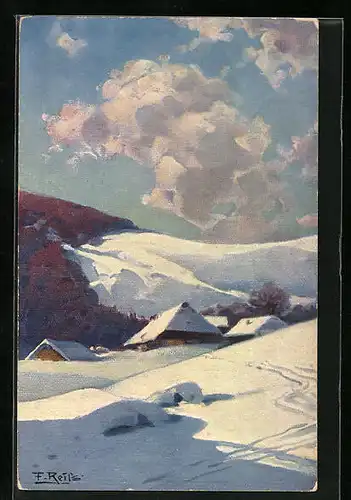 Künstler-AK Fritz Reiss: Winter im Schwarzwald