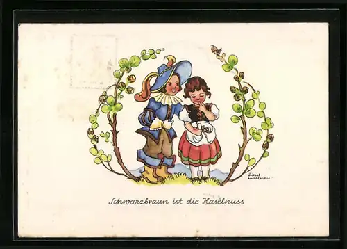 Künstler-AK Liesel Lauterborn: Schwarzbraun ist die Haselnuss