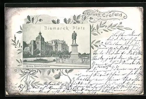 AK Crefeld, Bismarck-Platz, Kreis-Ständehaus