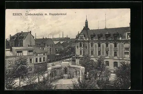 AK Essen, Limbeckerplatz mit Kruppdenkmal