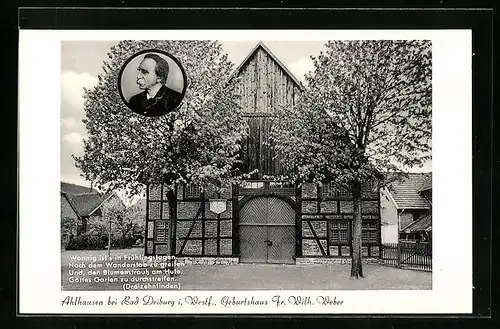 AK Ahlhausen bei Bad Driburg, Geburtshaus Fr. Wilh. Weber