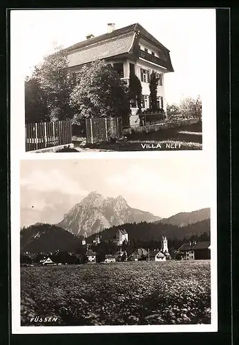 Foto-AK Füssen, Villa Neff, Panorama