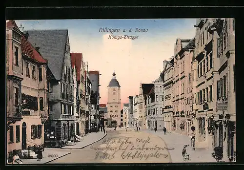 AK Dillingen /Donau, Königs-Strasse mit Tor