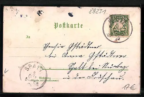 Lithographie Neu-Ulm, Bahnhof, Protest. Kirche, Totalansicht