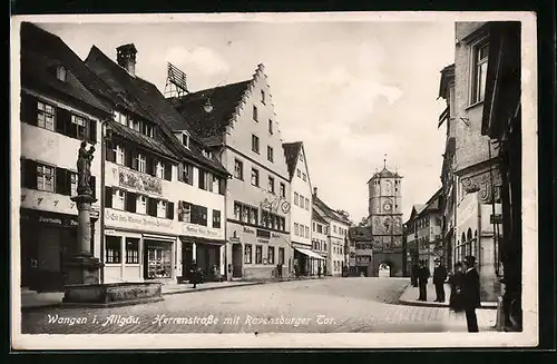 AK Wangen i. Allgäu, Herrenstrasse mit Ravensburger Tor