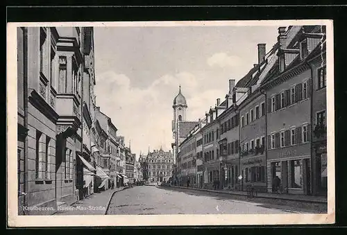 AK Kaufbeuren, Kaiser-Max-Strasse mit Geschäften