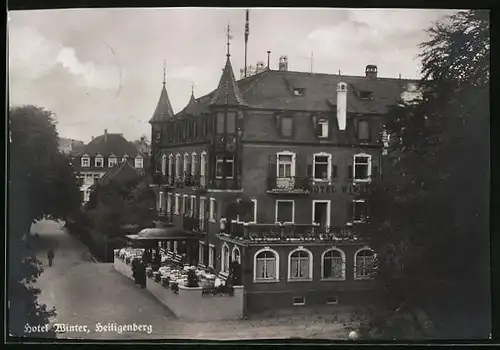 AK Heiligenberg, Strassenpartie am Hotel Winter