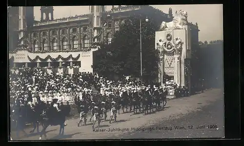 AK Wien, Kaiser-Jubiläum, Huldigungs-Festzug 12. Juni 1908, Ritter und Hellebardiere