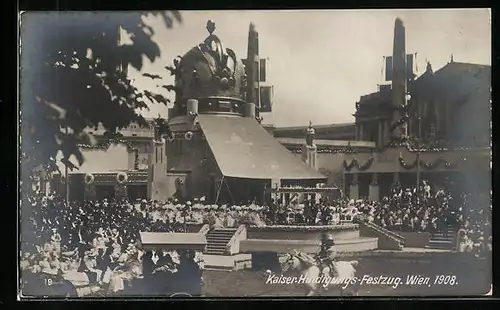 AK Wien, Kaiser-Jubiläum, Huldigungs-Festzug 12. Juni 1908, Ehrentribüne