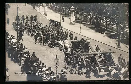 AK Wien, Kaiser-Jubiläum, Huldigungs-Festzug 12. Juni 1908, Ramme und Onager