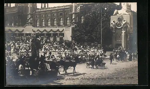 AK Wien, Kaiser-Jubiläum, Huldigungs-Festzug 12. Juni 1908, Ehrentribüne