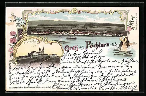 Lithographie Pöchlarn, Maria Taferl, Totalansicht