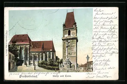 AK Perchtoldsdorf, Kirche und Thurm