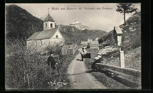 AK Mauern b. Steinach, Strassenpartie an einer Kirche