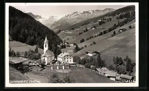 AK Vinaders, Kirche im Tal, Berglandschaft